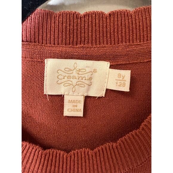 Creamie Burnt Orange Knit Ruffle Long Sleeve Dress Sz 8 - Picture 3 of 3